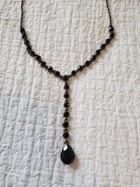 Carolee Black Teardrop Y-Necklace With Sparkly Black Rhinestones